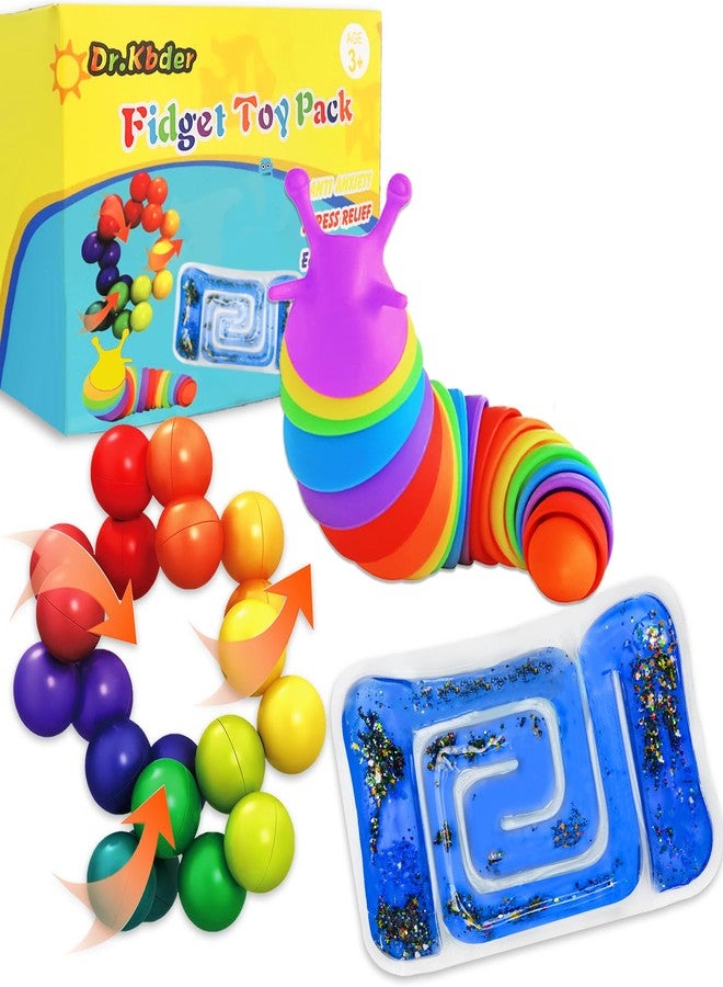 Dr.Kbder Sensory Toys for Autistic Kids, Autism Squishy Fidget Toys Slug Quiet Fidgets Classroom Calm Down Travel Essential for Toddler Age 3 4 5-7, ADHD Stress Anxiety Easter Basket Stuffer for Toddler Boys - Image 1
